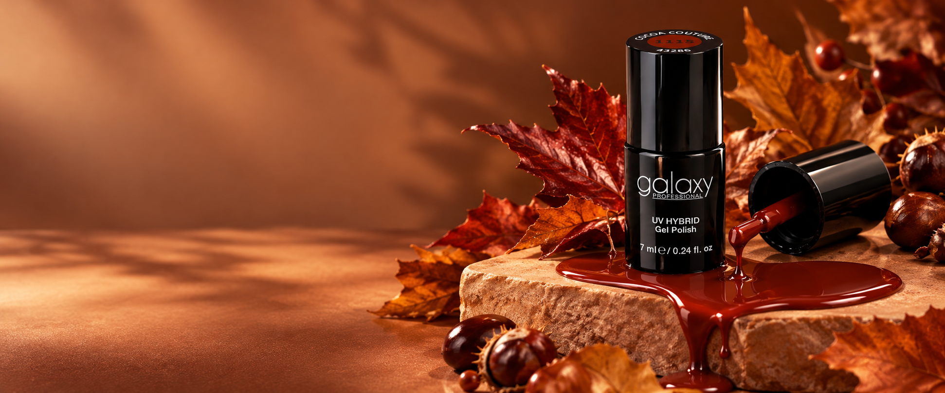 Galaxy Professional trajni lak Cocoa Couture među jesenjim lišćem i kestenjem